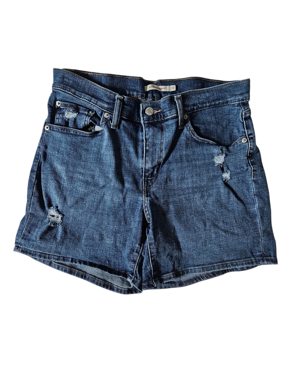 LEVI'S Lightly Distressed Mid Length Denim Shorts | SZ 30